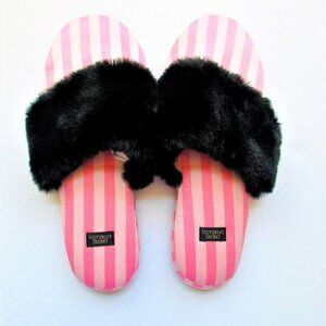 VICTORIA'S SECRET PINK STRIPE SLIPPERS  NWOT  5/6